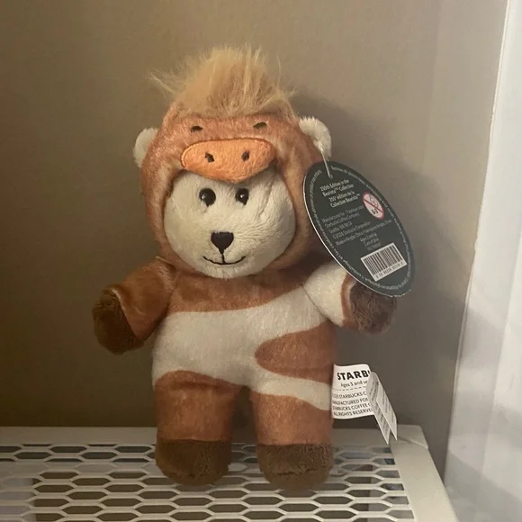 BNWT Starbucks Plush Bear in Brown and Cream Outfit Key Chain Year of the Horse - Picture 1 of 4